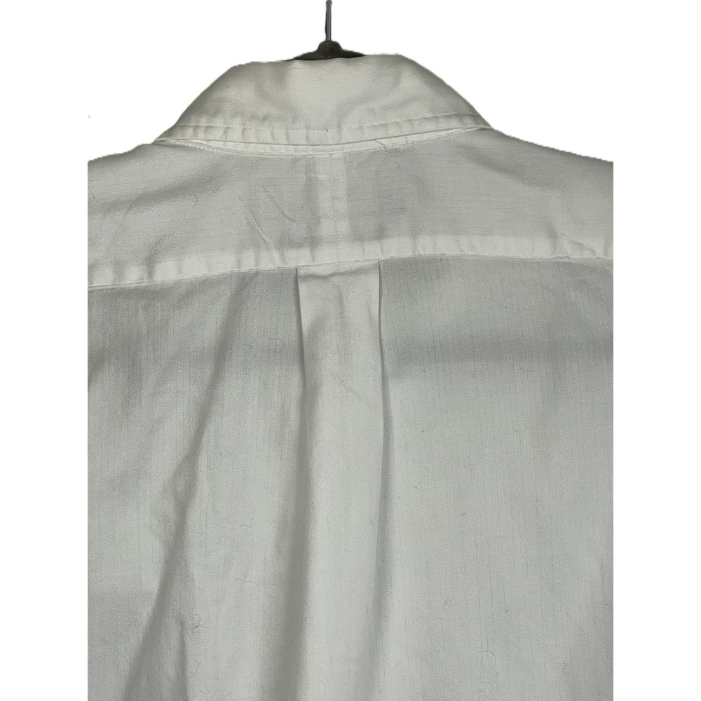 Vintage Ralph Lauren Yarmouth Mens 16 32/33 White Herringbone Button Down Shirt - Picture 11 of 16